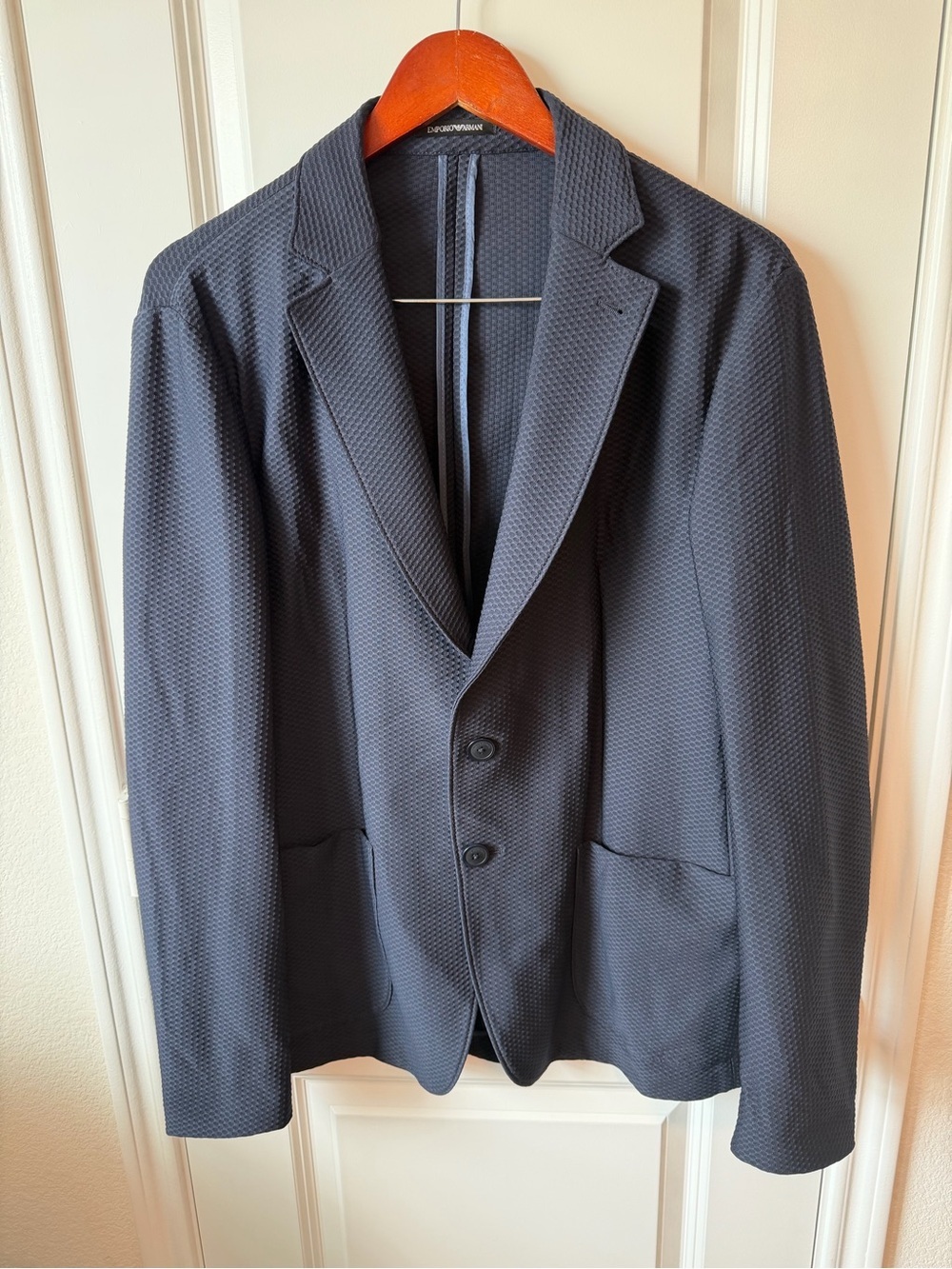 ⚡️Emporio Armani Dark Blue Textured Two-Button Blazer